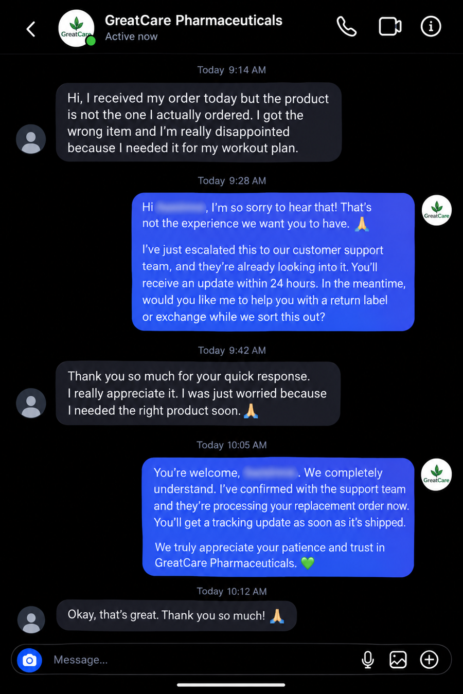 Customer Escalation — GreatCare